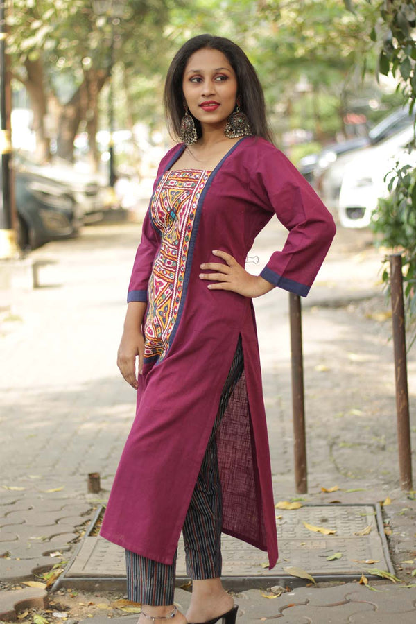 Abhala | Mirrorwork Kurta | Purple