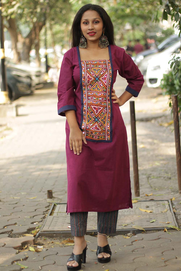 Abhala | Mirrorwork Kurta | Purple