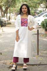 Abhala | Mirrorwork Kurta | White