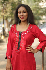 Shishej | Kurta with Mirrorwork| Red