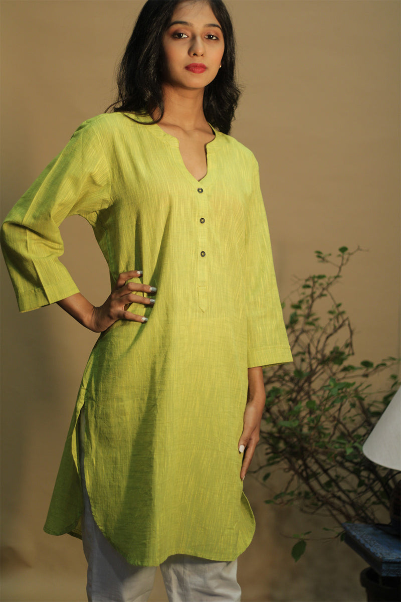 Short Kurta | Parrot Green
