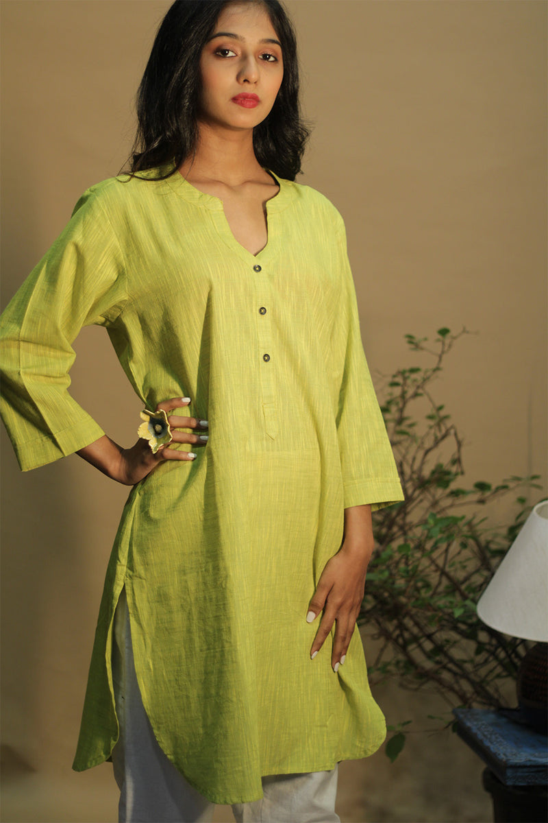Short Kurta | Parrot Green