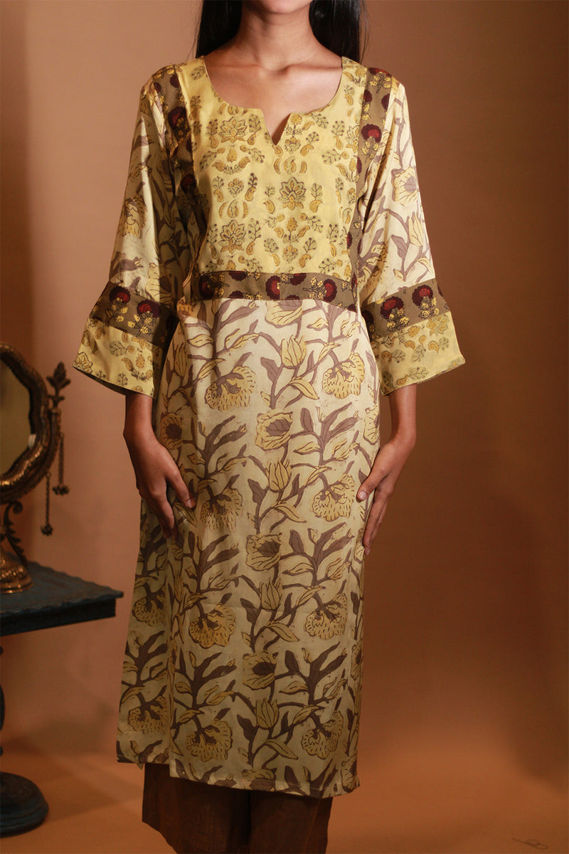 Mridula | Modal Silk Kurta | Yellow Vanaspati