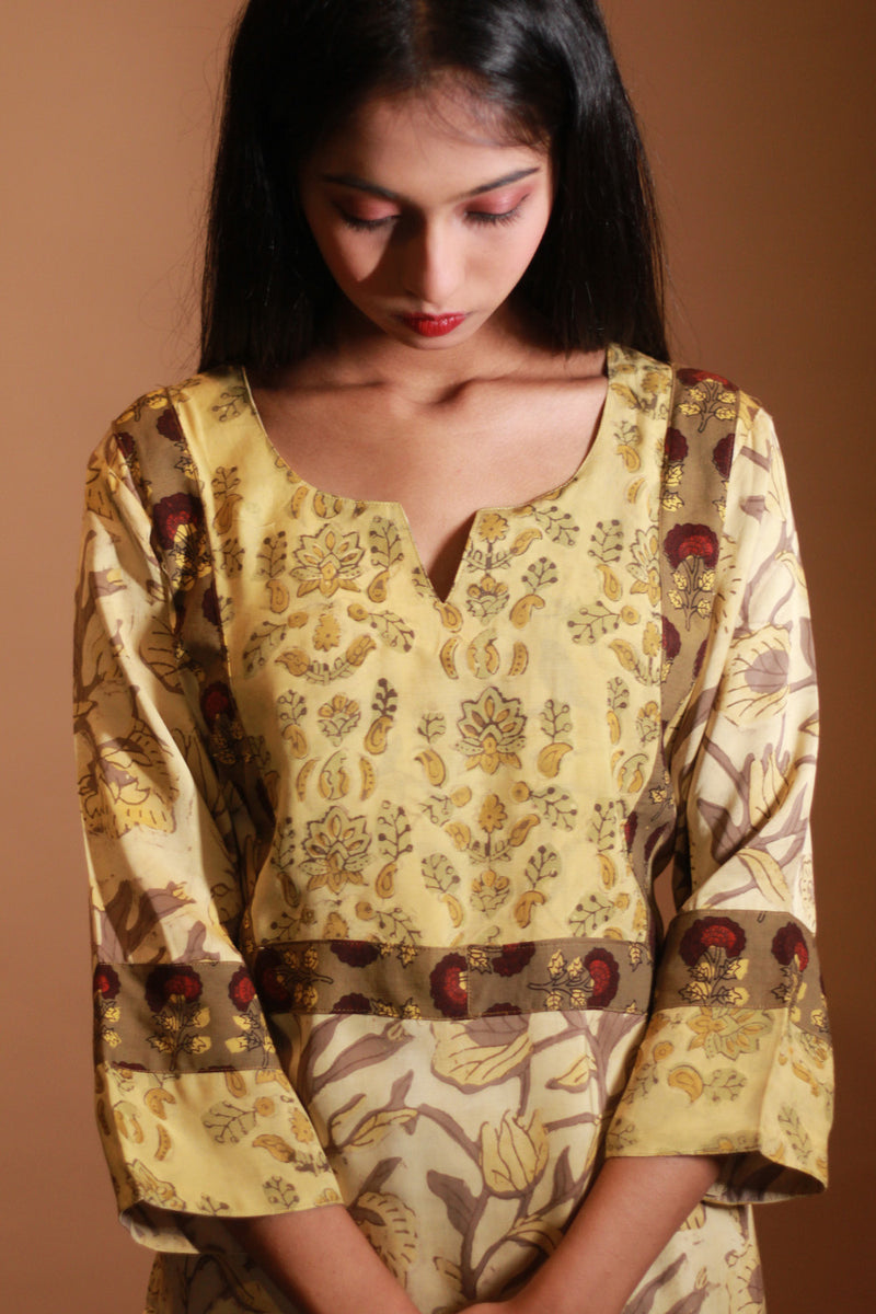 Mridula | Modal Silk Kurta | Yellow Vanaspati