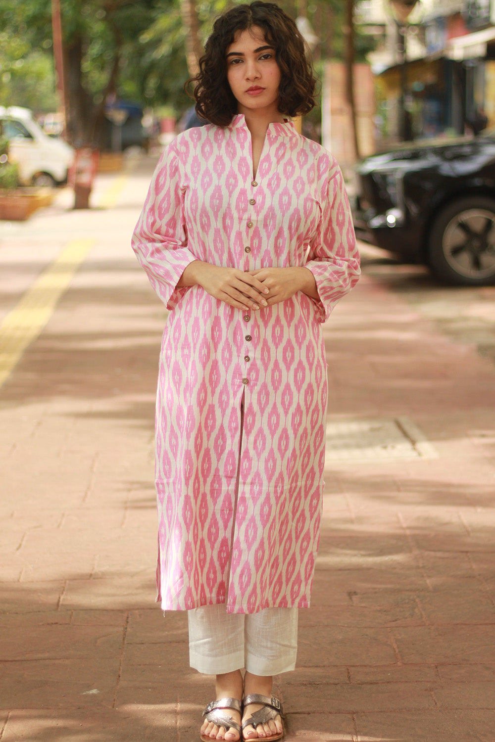 Vritti | Ikkat Kurta | Pink