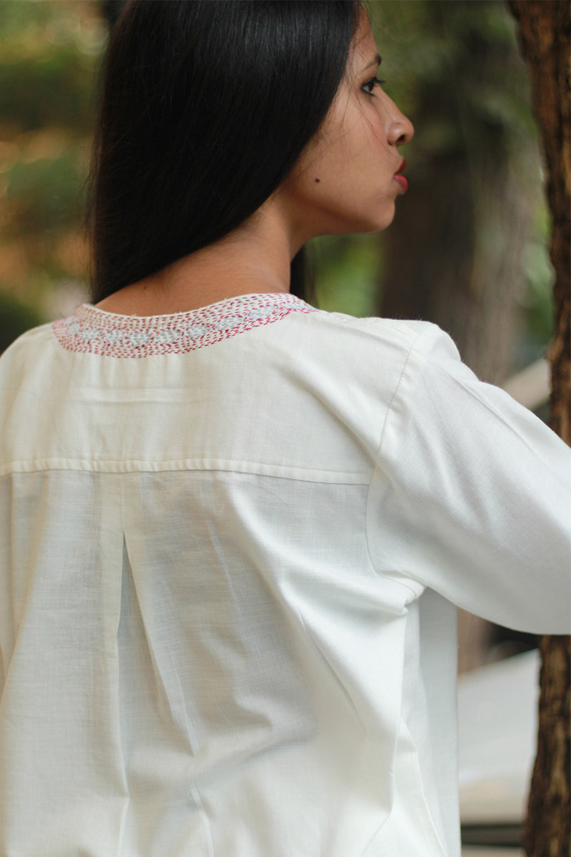 Short Kurta | Embroidered | Ivory