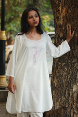 Short Kurta | Embroidered | Ivory