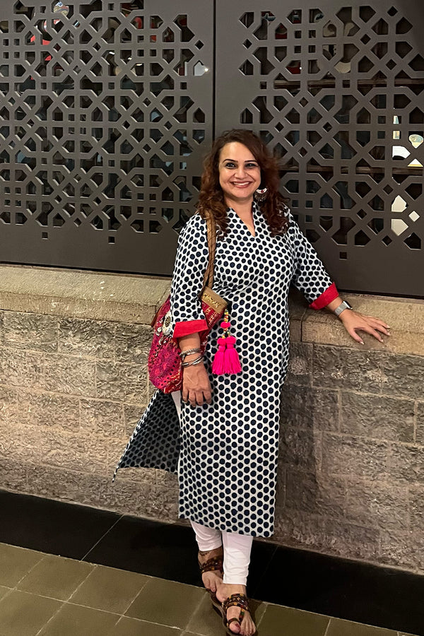 Arya | Long Kurta | Indigo Polka