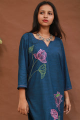 Saroj | Riya | Embroidered Cotton Kurta | Blue