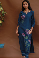 Saroj | Riya | Embroidered Cotton Kurta | Blue