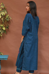 Saroj | Riya | Embroidered Cotton Kurta | Blue