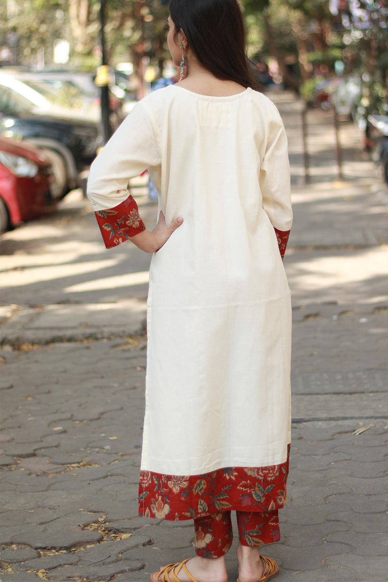 Daana | Tangaliya Kurta | Ivory With Red Sanganeri