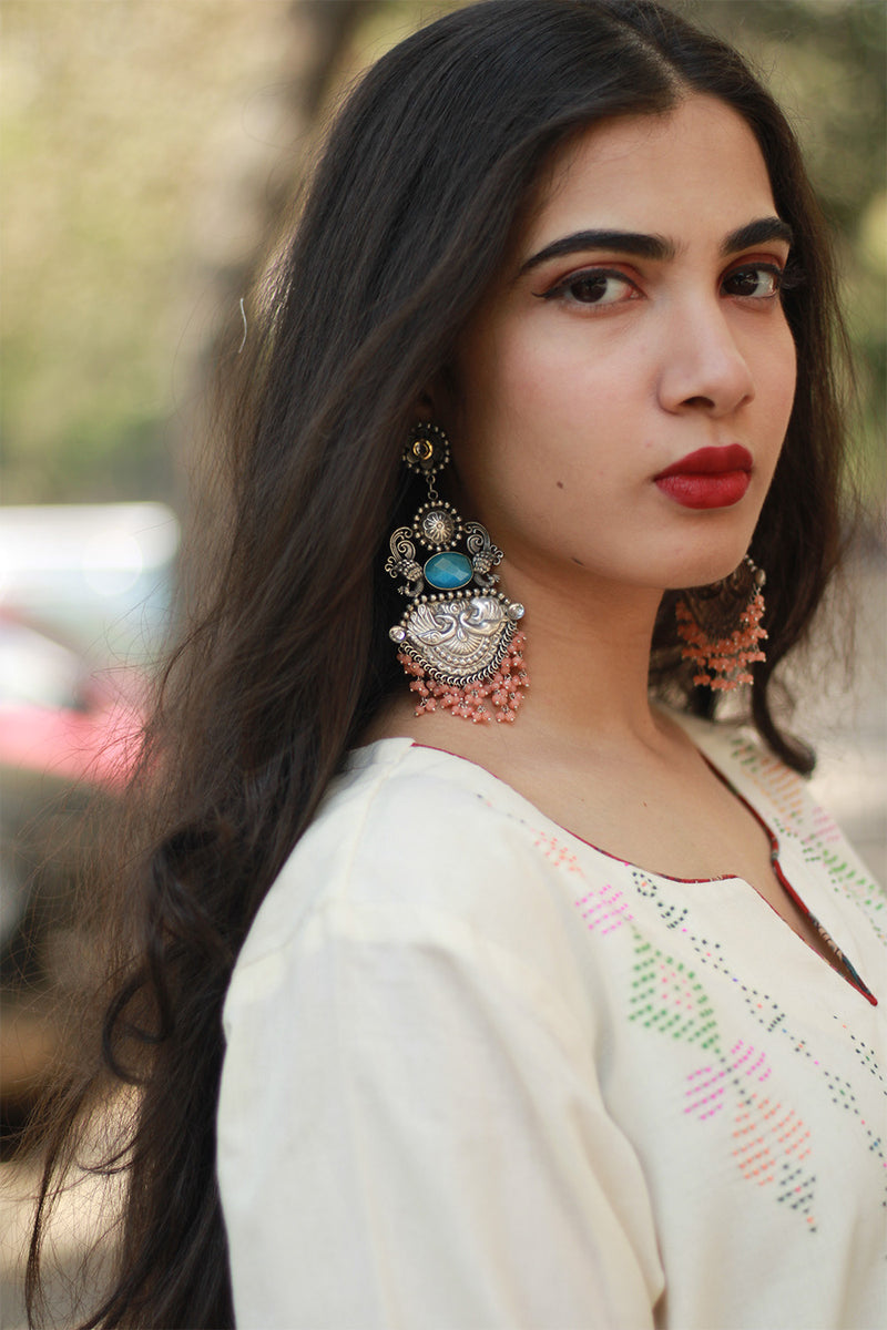 Daana | Tangaliya Kurta | Ivory With Red Sanganeri