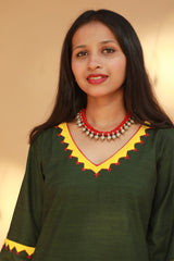 Long Kurta | Appliqué |  Green
