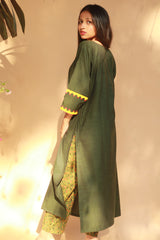 Long Kurta | Appliqué |  Green