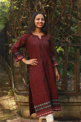 Daana | Tangaliya Kurta | Maroon With Khunn