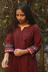 Daana | Tangaliya Kurta | Maroon With Khunn