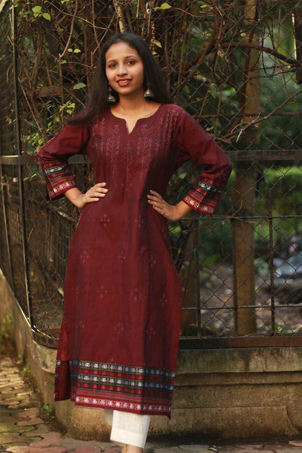 Daana | Tangaliya Kurta | Maroon With Khunn