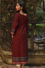 Daana | Tangaliya Kurta | Maroon With Khunn