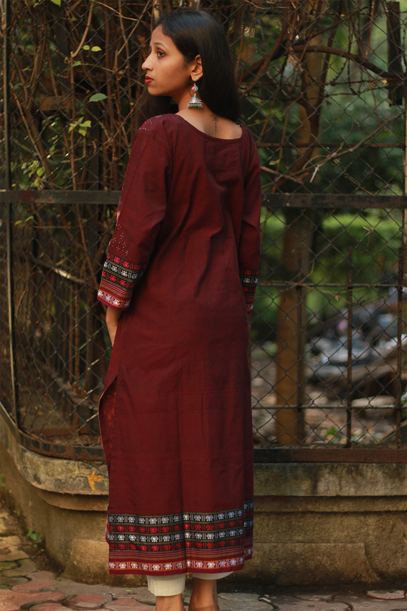 Daana | Tangaliya Kurta | Maroon With Khunn