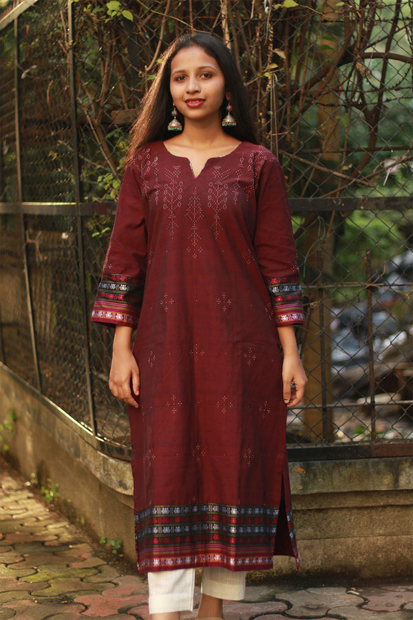 Daana | Tangaliya Kurta | Maroon With Khunn