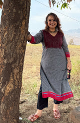 Banjari | Patteda Anchu Kurta | Black with Embroidery