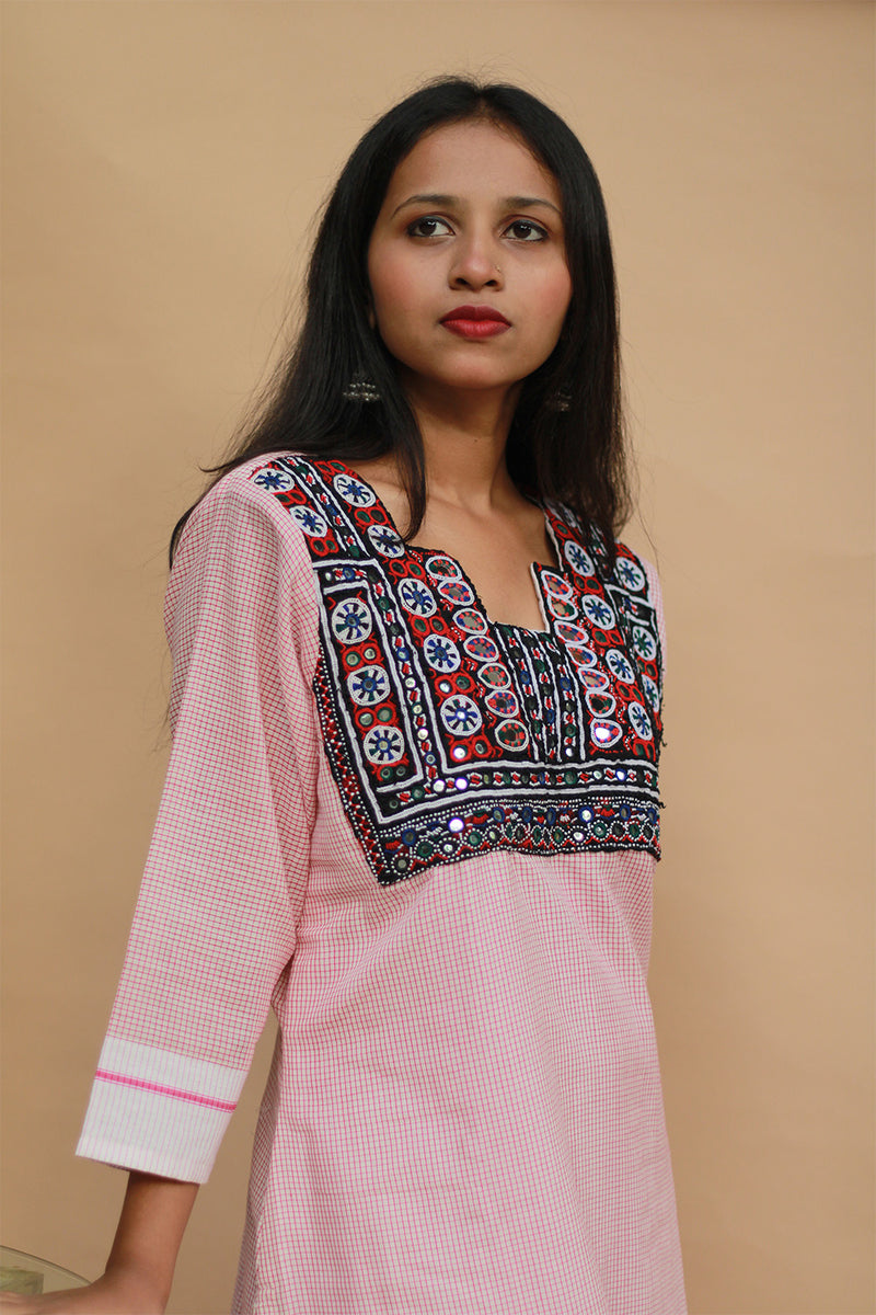 Banjari | Patteda Anchu Kurta | Blush with Embroidery