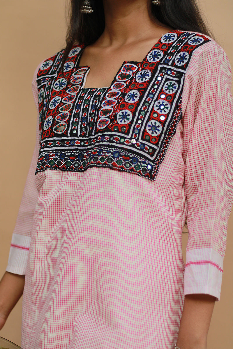 Banjari | Patteda Anchu Kurta | Blush with Embroidery