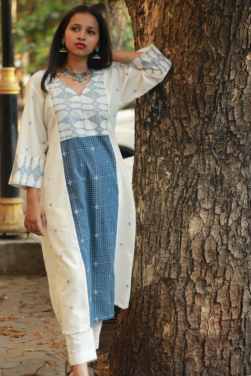 Jamdani | Long Kurta | Blue