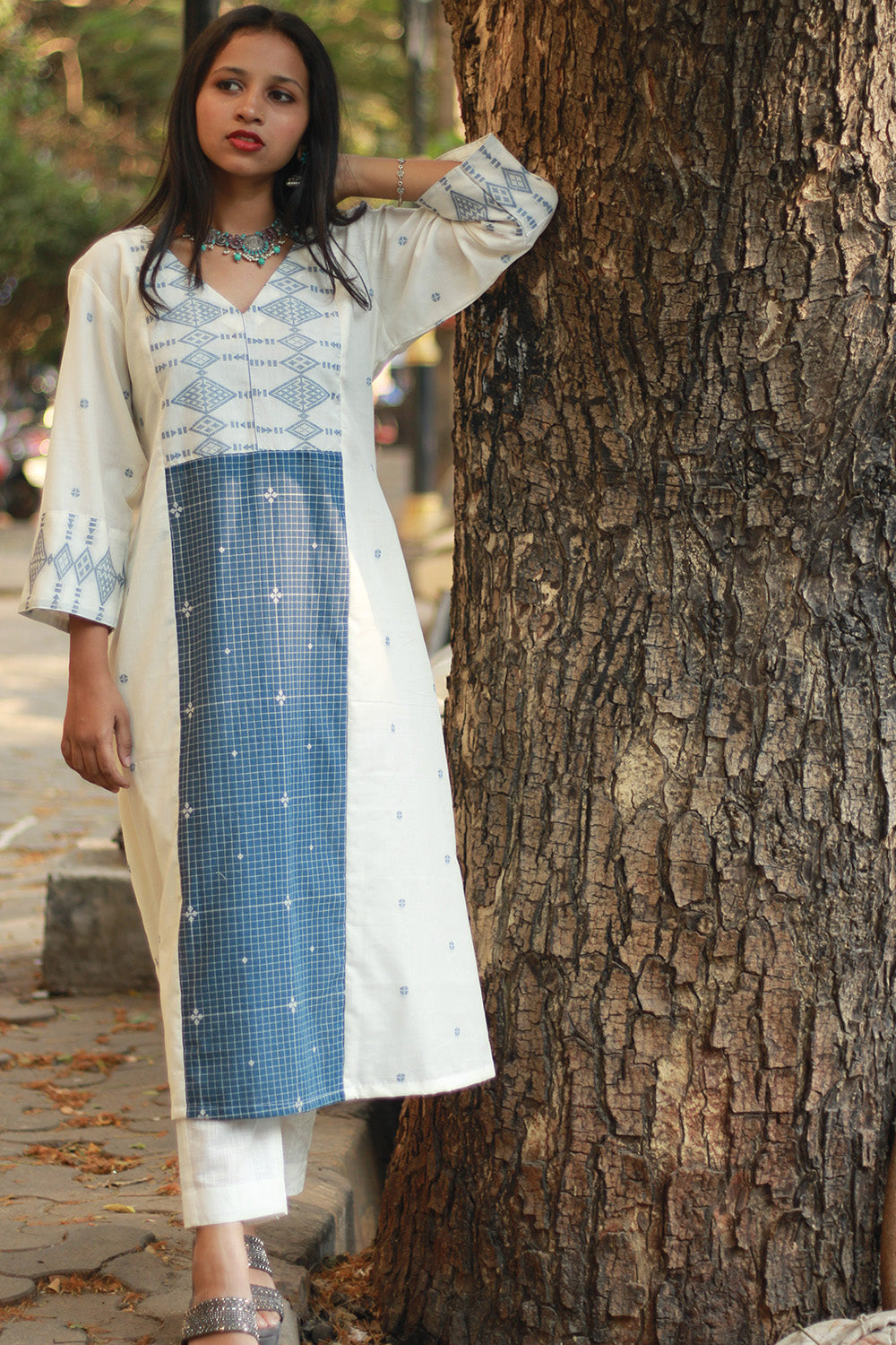 Jamdani | Long Kurta | Blue