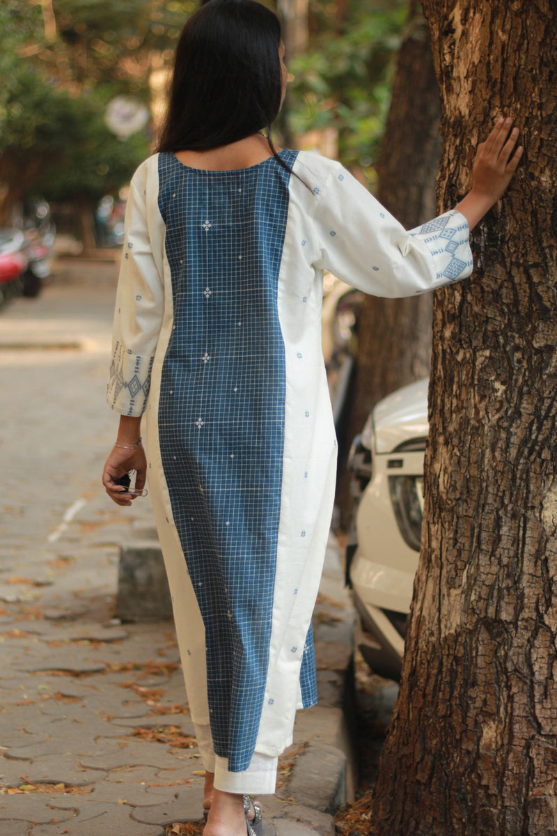 Jamdani | Long Kurta | Blue