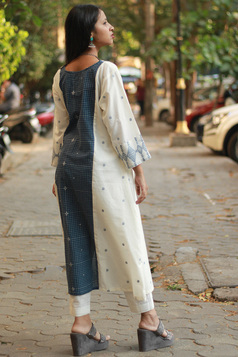 Jamdani | Long Kurta | Blue