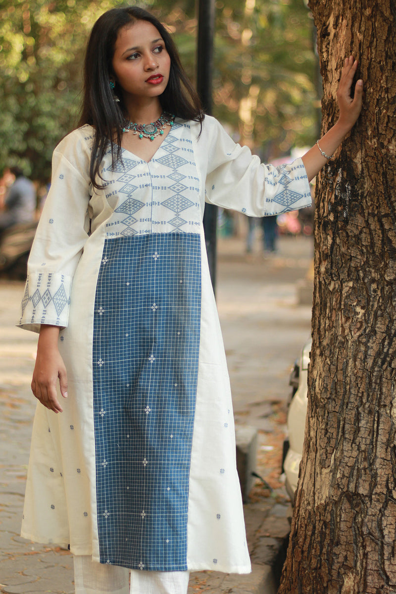 Jamdani | Long Kurta | Blue