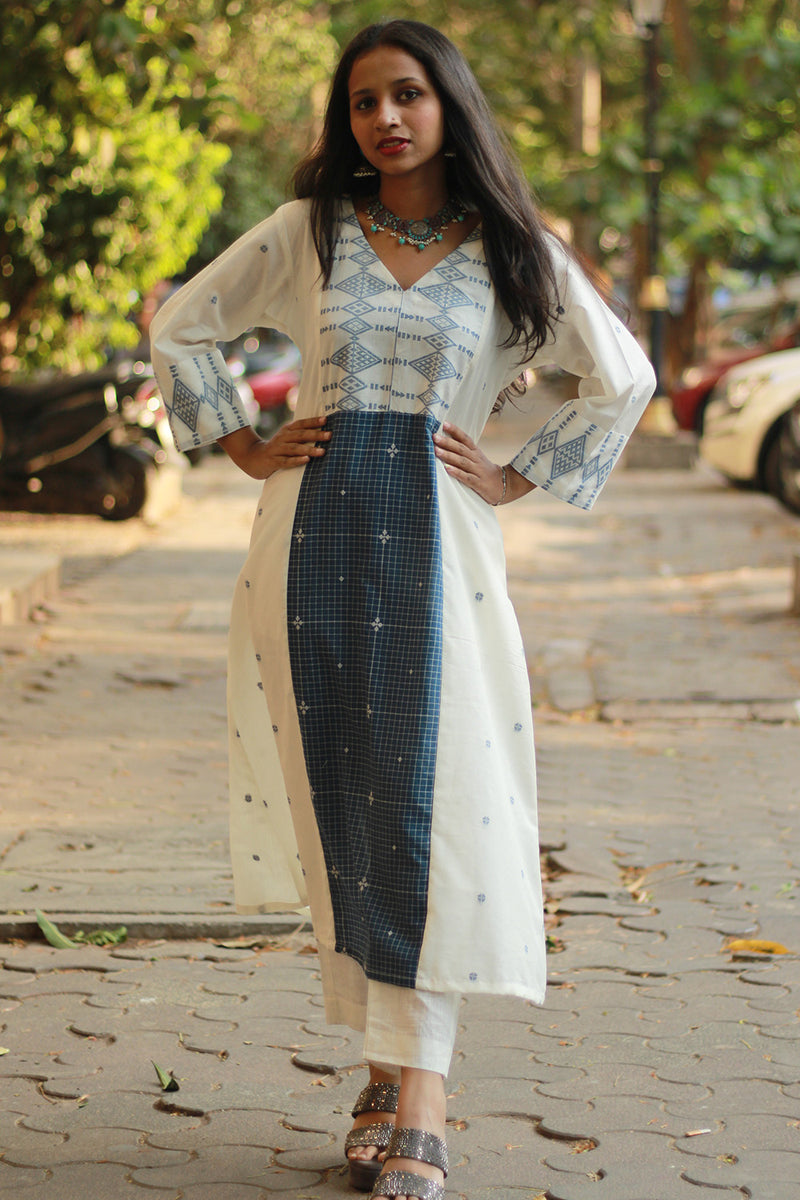Jamdani | Long Kurta | Blue