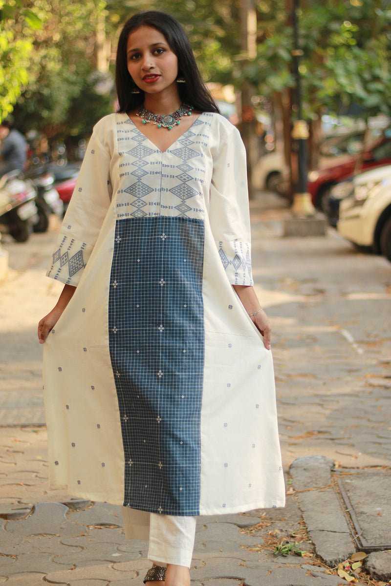 Jamdani | Long Kurta | Blue