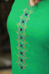 Riya | Sleeveless Embroidered Cotton Kurta | Teal