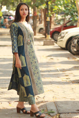 Abhira | Long Kurta | Sea Green Pine Ajrakh
