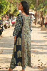 Abhira | Long Kurta | Sea Green Pine Ajrakh
