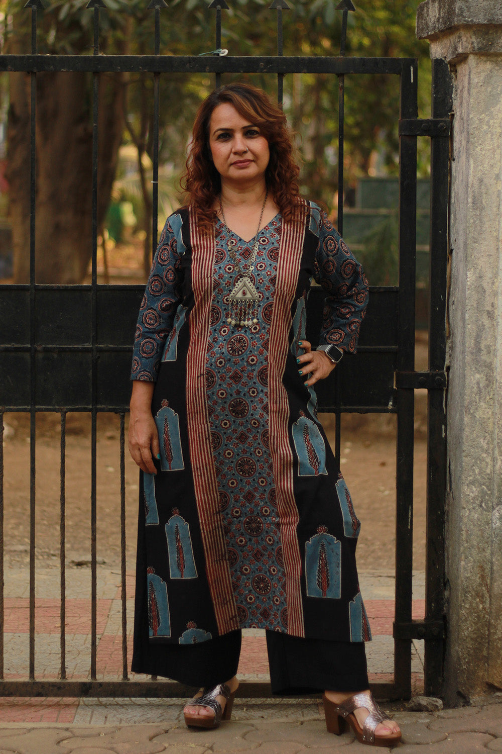 Abhira | Long Kurta | Blue Universe Ajrakh