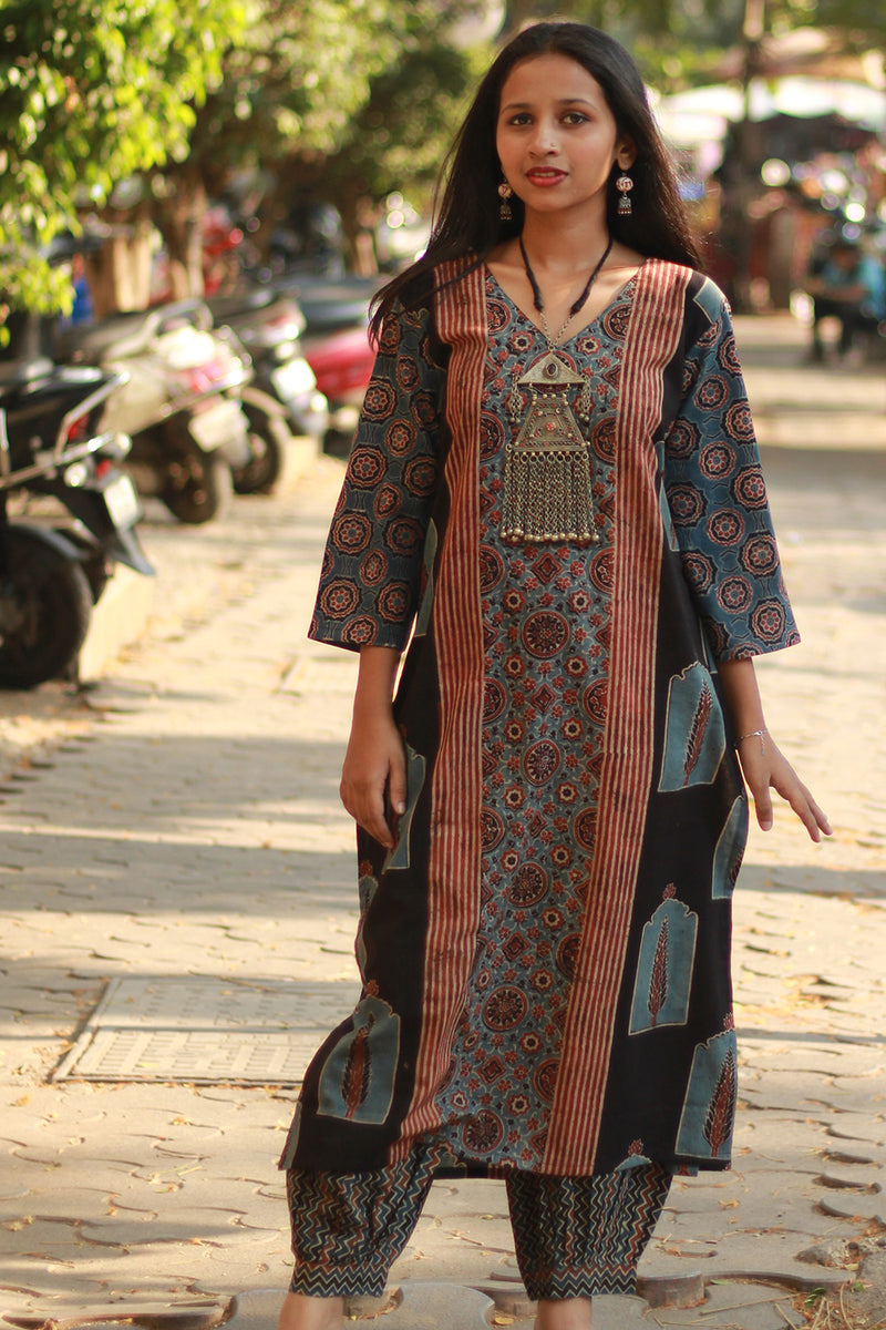 Abhira | Long Kurta | Madder Universe Ajrakh
