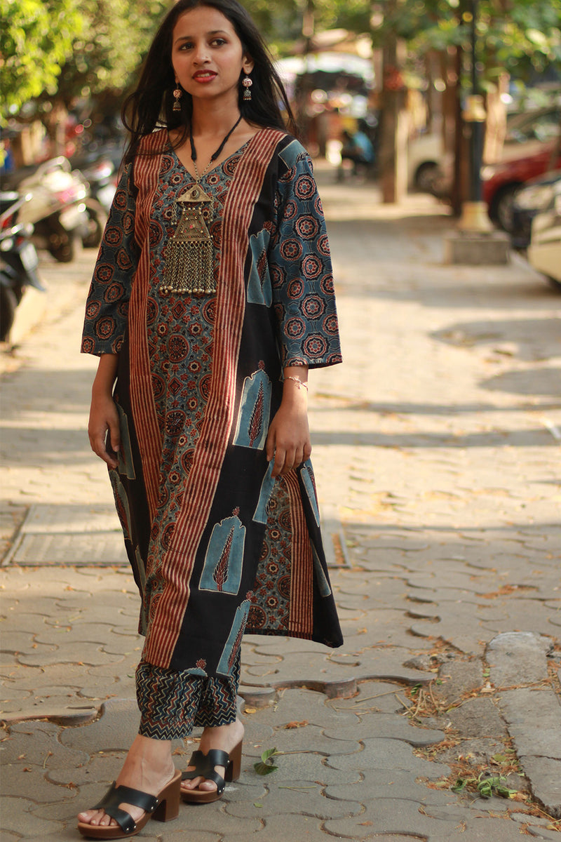 Abhira | Long Kurta | Madder Universe Ajrakh
