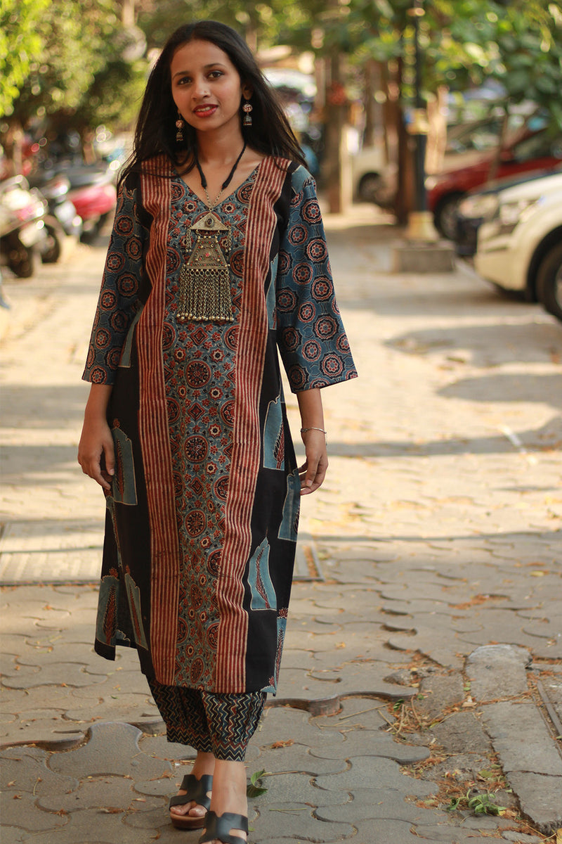 Abhira | Long Kurta | Madder Universe Ajrakh