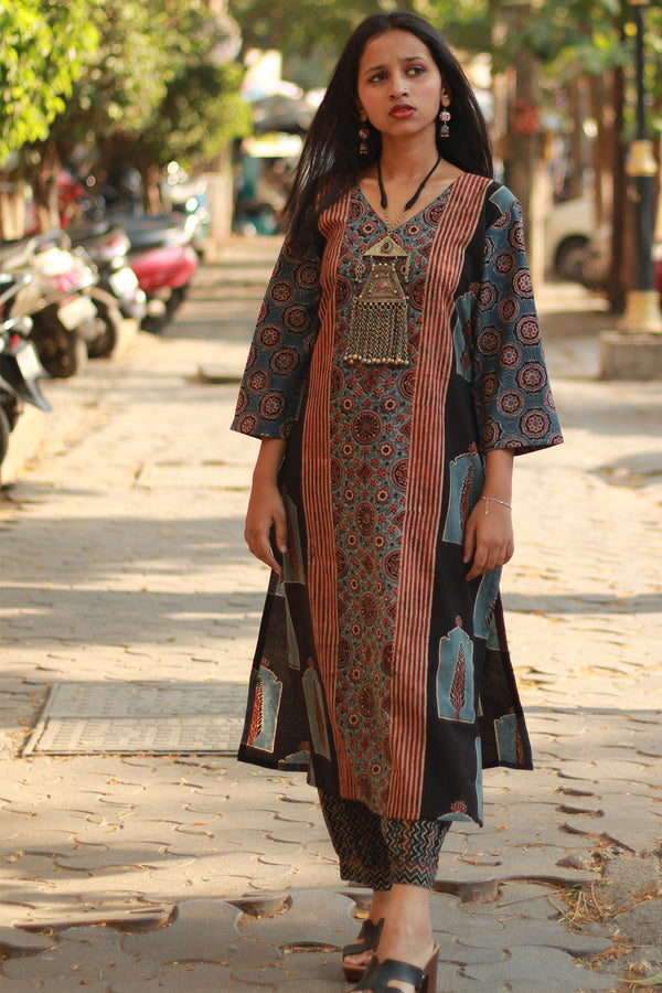 Abhira | Long Kurta | Madder Universe Ajrakh
