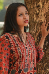 Saanjh | Long Kurta | Madder Ajrakh Medley