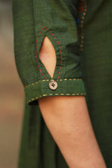 Riya | Embroidered Cotton Kurta | Green
