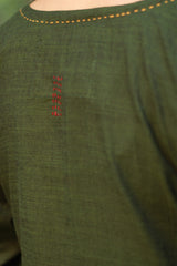 Riya | Embroidered Cotton Kurta | Green
