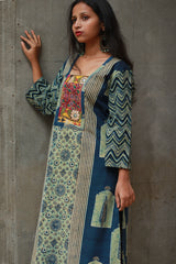 Banjari | Ajrakh Kurta | Sea Green With Embroidery