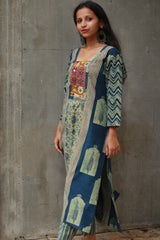 Banjari | Ajrakh Kurta | Sea Green With Embroidery