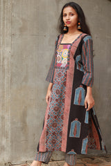 Banjari | Ajrakh Kurta | Madder With Embroidery