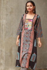 Banjari | Ajrakh Kurta | Madder With Embroidery